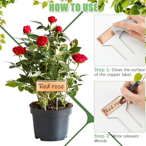 Moxweyeni 60 Pcs Metal Garden Tags Plant Labels,Copper,6 Inch