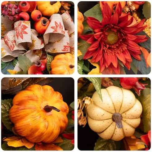 Fall Wreaths for Front Door 24 Inch Autumn Wreath Rustic Fall Decor
