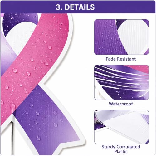 AceOrbit 6 Pcs Breast Cancer Domestic Violence Outdoor Decor Yard Sign