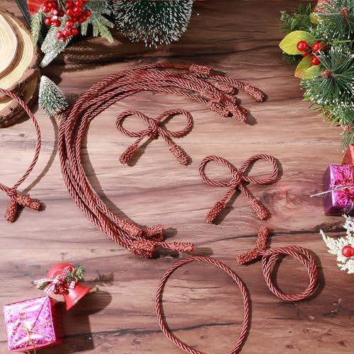 Zhengmy 20 Pcs 25 Inch Extra Long Christmas Garland Ties Christmas Decorative Twist Ties for Banister Reusable Flexible Twist for Holiday Xmas Home Decorations Craft Wrapping (Burgundy)