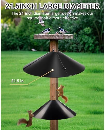Qualirey 21.5" Metal Squirrel Proof Baffle, for 4 x 4 Posts,Black,1 Pack