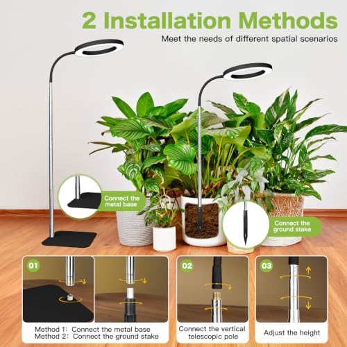 Grow Lights for Indoor Plants, Floor LED Plant Light for Tall Plant, Black