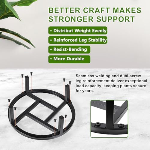 Metal Plant Stand Indoor & Outdoor Pot Holder Black 12"-2PCS
