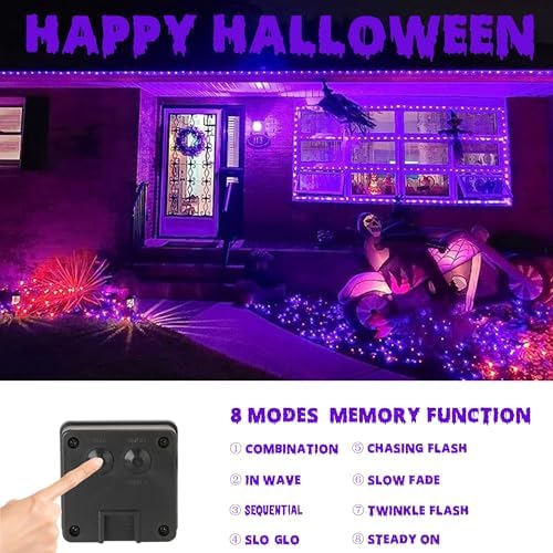 Joomer Purple Halloween Solar String Lights - 2 Pack Total 80FT 240LED