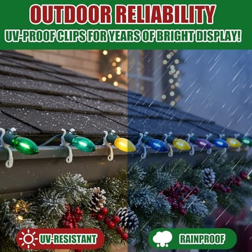 Cinnvoice 200 Pcs Christmas Light Clips Compatible with Mini, C7, C9