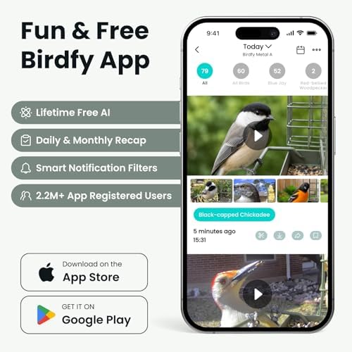 Birdfy Smart Bird Feeder with Camera, Solar Powered, Gift for Bird Lovers