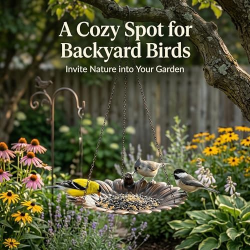 Topadorn Hanging Bird Feeder Tray, Sunflower Platform Feeder for Outside
