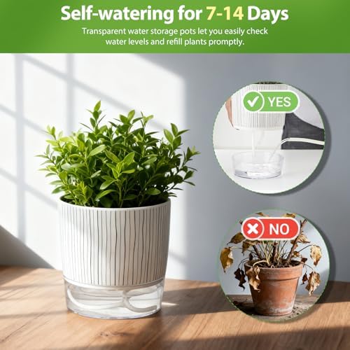 6 Pack Self Watering Pots for Indoor Plants, 4/5.5/6.3 Inch Flower Pots
