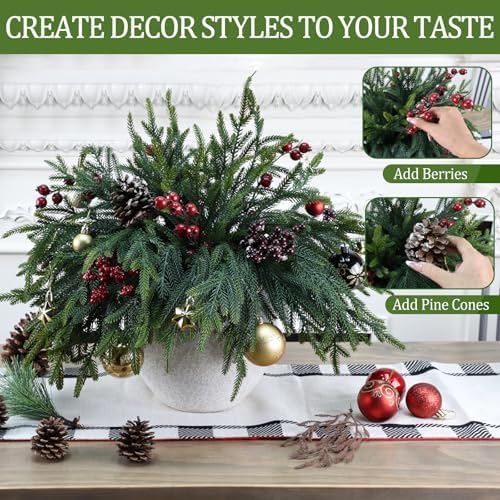 12 Pcs Pine Branches - Real Touch Artificial Pine Stems