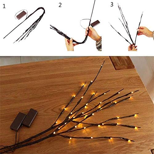 AMARS 2 Pack Lighted Branches Lights Battery Operated Twig Willow Decorative LED Branch for Vase Home Decoration 20leds (White)