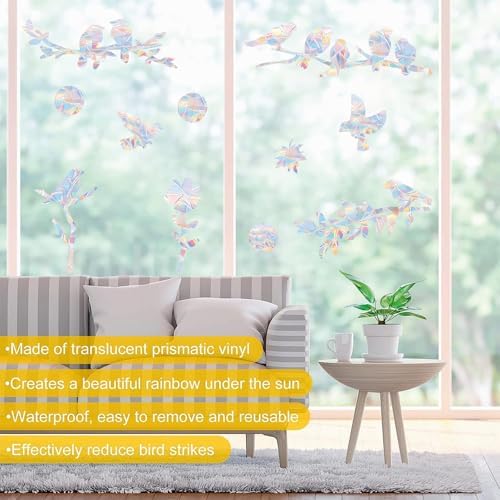 33 PCS Bird Window Strike Prevention Decals, Anti-Collision Window Stickers, Window Clings for Birds, Bird Decals to Prevent Birds from Hitting Windows, Glass Door Bird Safety Stickers