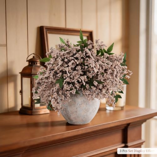 1 Pcs Artificial Berry Stem 36" Realistic Flowers Picks Branches Faux Stem Spray DIY for Holiday Seasonal Farmhouse Mantel DIY Home Decorations (Peachy Pink)