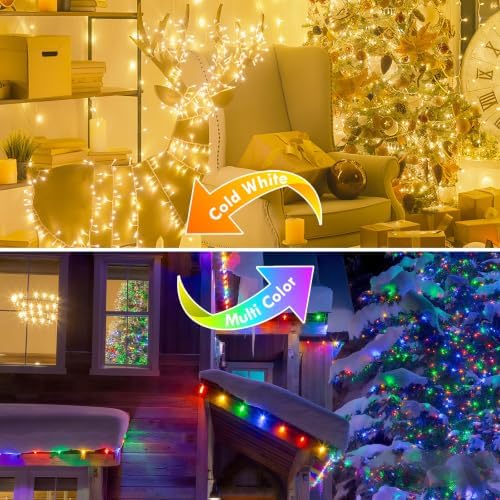 Connectable String Lights Indoor Outdoor Clear Wire | Warm White Christmas Lights | Twinkle Fairy Light Plug in with Timer for Bedroom Classroom Wedding Tree Patio Decor
