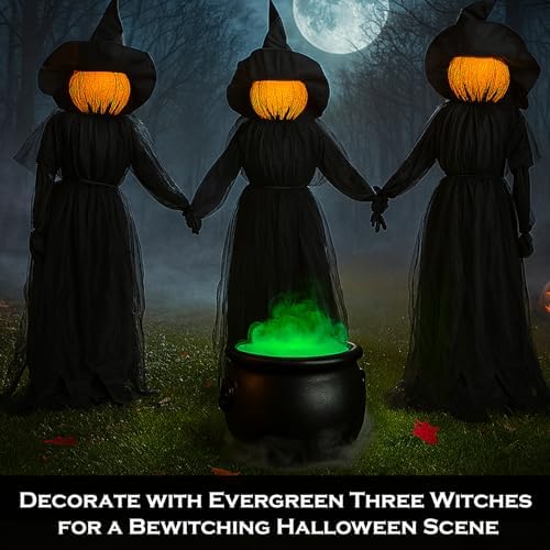 Evergreen Garden Cauldron Witch Pot Candy Holder Bowl Bucket for Trick-or-Treat, Flower Plant Pot, Indoor/Outdoor Halloween Witches Decoration for Party Home Office Desk (Witch Cauldron)