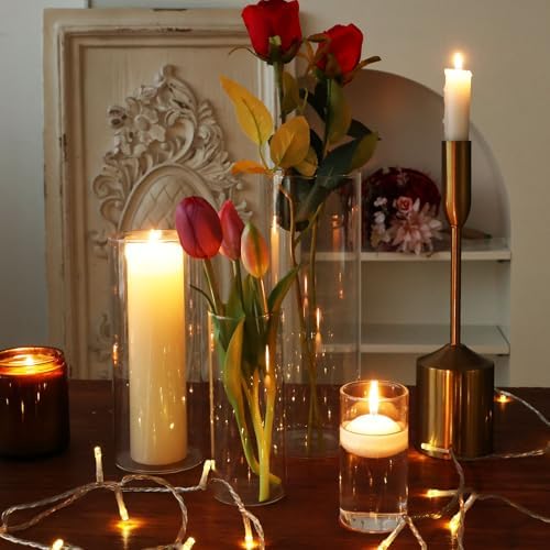 Fixwal 24pcs Clear Glass Cylinder Vases, 4, 6, 8, 10 Inch Tall