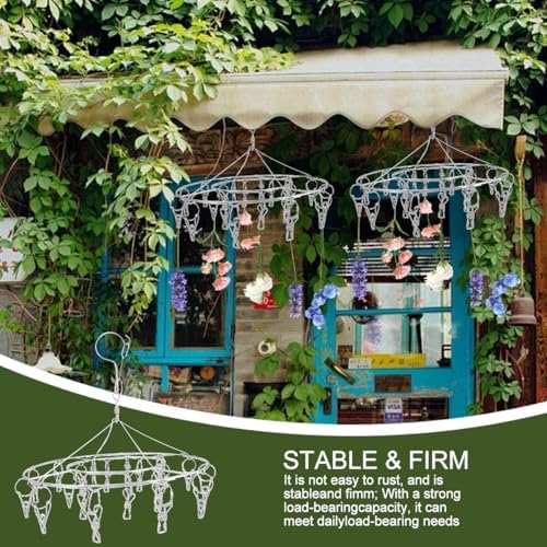 4Pcs Hanging Drying Rack for Herbs, Macrame Flower Drying Rack with 20 Stainless Herb Dryer Hooks Space Saving Flower for Fresh and Aromatic