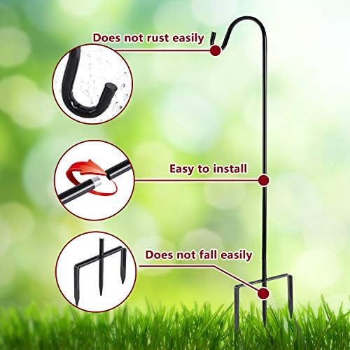 EXCMARK Shepherd Hook, Black, 48 Inch, Adjustable Height, 1/2" Thick