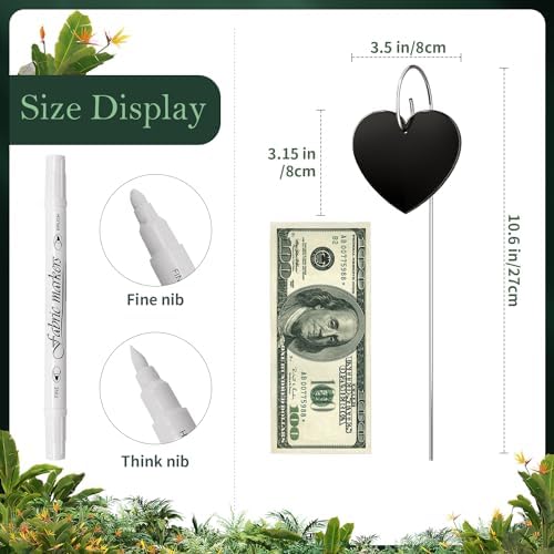 60-Pack Iron Metal Heart Shaped Garden Markers Weatherproof Metal Plant Labels Large Planting Seedling Stake Signs, for Seedlings Herbs Vegetable Greenhouse Gifts with White Marker Pen Labels