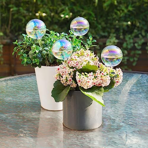 Tomorotec 4Pcs Rainbow Glass Plant Watering Globes, Self Watering Spikes