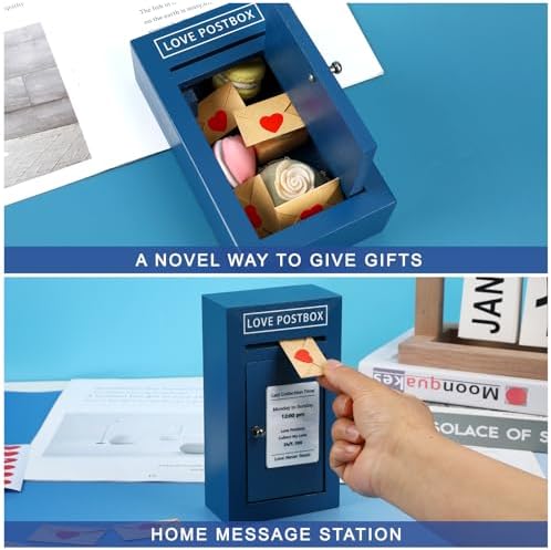 Romantic Wooden Love Postbox Set, 50 Mini Love Notes and Envelopes