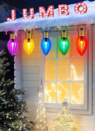 Jumbo C9 Christmas Pathway Lights Outdoor, 2 Pack Total 17 Feet 10 LED