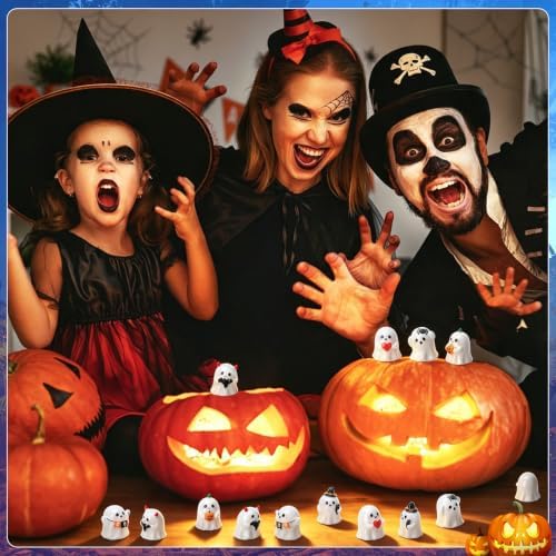 30 Pcs Halloween Mini Resin Ghost Figurines, Tiny Ghosts Figures