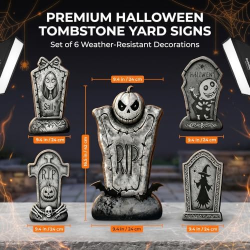 16.5-inch Halloween Courtyard Monument Stone Set - 6-piece.