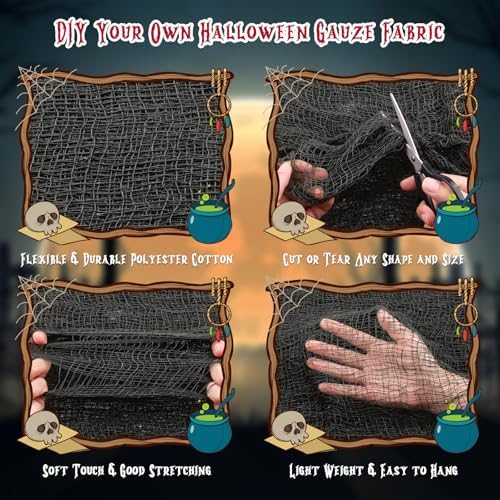 Riare 6pcs Halloween Creepy Cloths, Halloween Fabric Yard Outdoor Decor