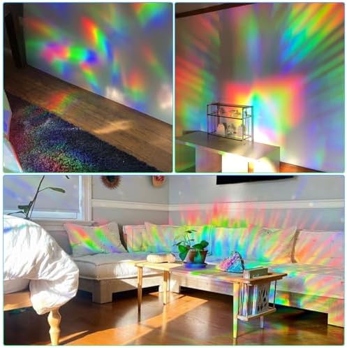 65Pcs Circle Window Stickers Non Adhesive Window Decals to Prevent Bird Strikes Vinyl Reusable Prism Rainbow Windows Clings for Birds Sun Catcher Sticker