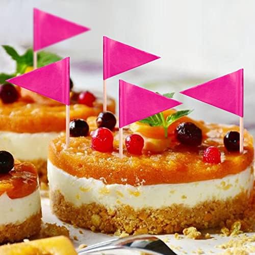 stidsds Solid Purple Cupcake Toppers Flags Mini Small Plain Purple Triangle Toothpick Stick Flag Blank DIY Color Decoration(100 pcs)