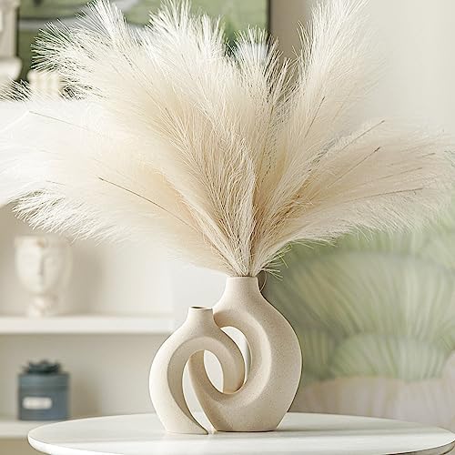 Lvases Snuggle Hollow Ceramic Vase Set of 2, Boho Tabletop Home Decor Vases