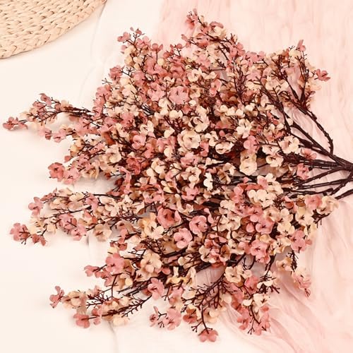 15Pcs Fall Flowers, Real Touch Babys Breath Artificial Flowers, Beige Brown