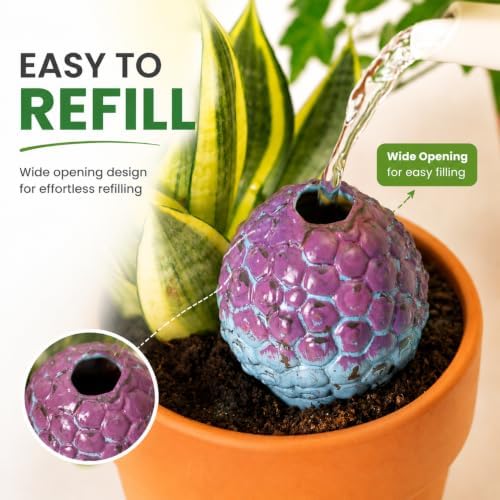 SURE YUESI 4PCS Self Watering Globes, Automatic Terracotta Watering Bulbs - Watering Spikes, Vacation Plant Watering Devices System, Plant Watering Globes for Indoor and Outdoor Plants - Cactus