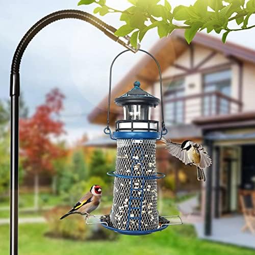 Solar Lighthouse Bird Feeder with Rotating Beacon - 14" Hanging Best Birdfeeder Gifts for Bird Lovers(Space Blue)
