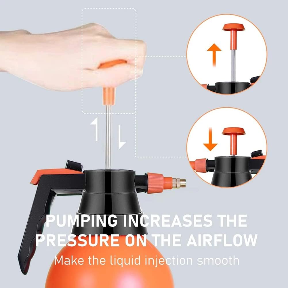 2 Pcs Garden Pump Sprayer, 0.5Gallon/68oz Hand-held Lawn Pressure Orange Spray Bottle with Adjustable Nozzle (FKM