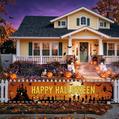 Happy Halloween Banner Outside Halloween Decorations Yard Party Porch Sign