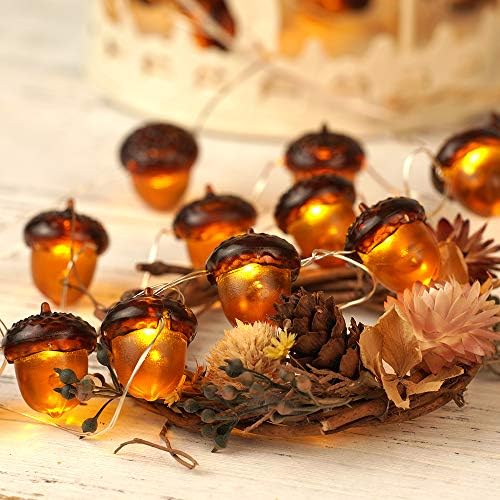 BOHON 3D Acorn String Lights Battery Battery Thanksgiving Fall Decorations