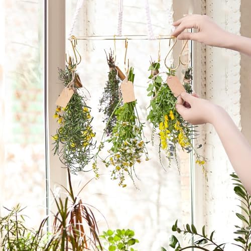 2pack Herb Drying Rack With 20pcs Golden Herb Dryer Hooks, Golden Color