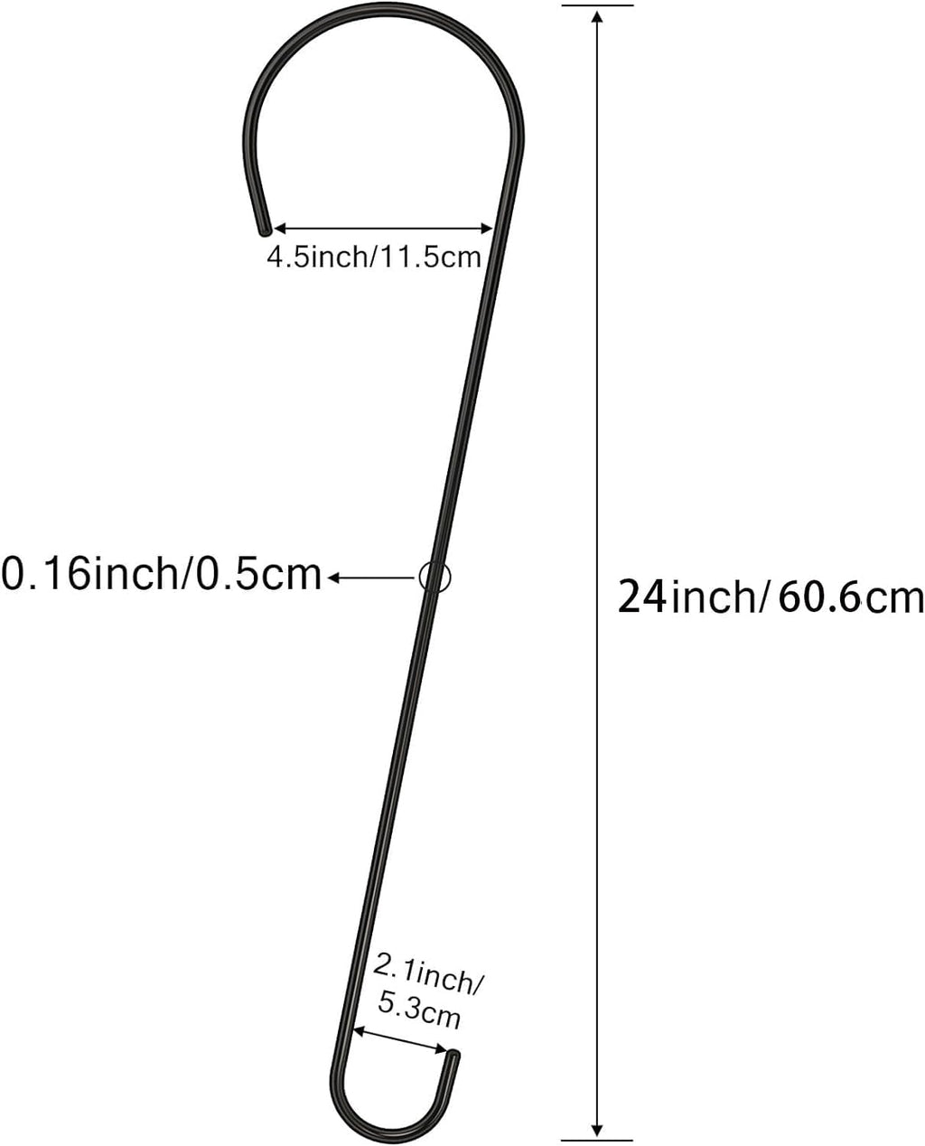 6 Packs 24 Inch Long S Hooks for Hanging Plants,Extra Large S Hooks,Metal Bird Feeder Hooks, Rustproof Garden Planter