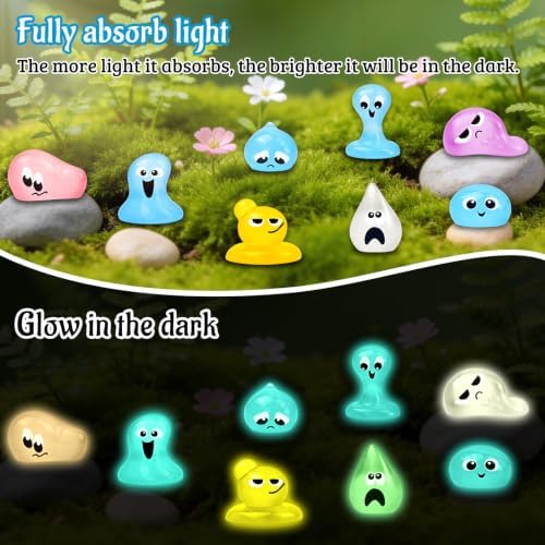 64 Pcs Luminous Mini Resin Water Elves Figurines Glow in the Dark