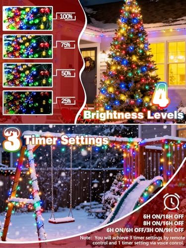 Christmas Lights String Voice Controlled 99FT 300 LED Multicolored Remote