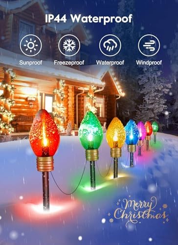 Jumbo C9 Christmas Pathway Lights Outdoor,2Pack Total 17FT C9 Walkway Light