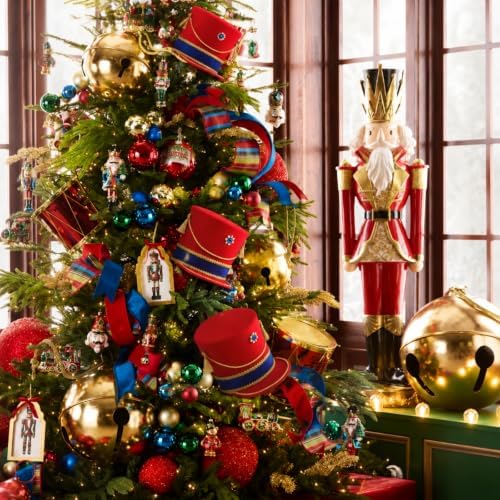 Gejoy Christmas Nutcracker Hat Tree Topper Xmas Tree Ornament Decoration