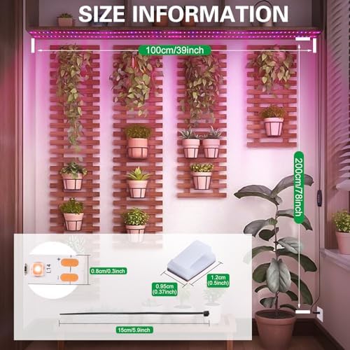 Grow Lights for Indoor Plants，120 LEDs Waterproof led Grow Lights Full Spectrum,USB Plug-in Dimmable Auto On/Off with 3 Timers Plant Light, for Indoor Plants Seeding Veg Flower Growing Lamp(6.56ft)
