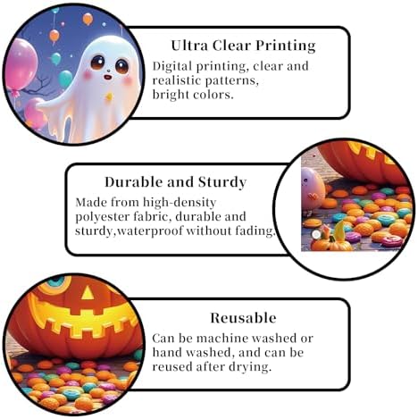 Halloween Door Cover, Funny Ghost Trick or Treat Front Porch Sign Banner, Cute Halloween Decoration and Supplies for Home 36x72 Inch