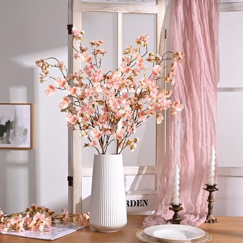 40'' Cherry Blossom Branches, 4 Pcs Faux Cherry Blossom Tree Stems Decor