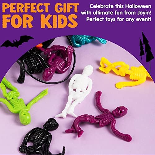 JOYIN 48 PCS Halloween Stretchy Skeletons, Halloween Sticky Hand Toys Bulk for Halloween Party Favor Goodie Bag Fillers, Kids Student School Classroom Carnival Game Prizes