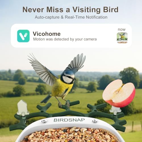 Smart Bird Feeder with Camera Solar Powered 2K HD Live Video with 32GB Card