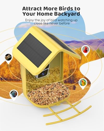 Smart Bird Feeder with Camera Solar Powered, 2K Live Stream for Backyard