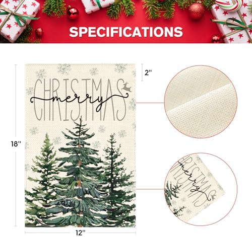 AVOIN colorlife Merry Christmas Pine Tree Garden Flag 12x18 Inch